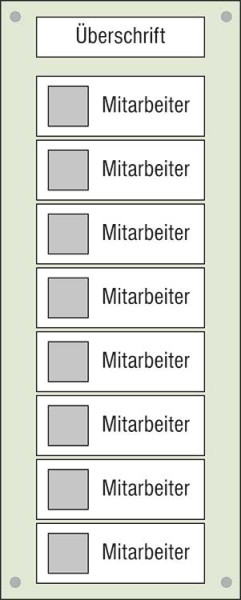 Mitarbeiter-Display - 300 x 750 mm Überschrift + 8 Mitarbeiter