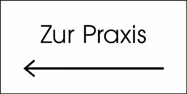 Typ Beta 135 x 68 mm Zur Praxis mit Pfeil links