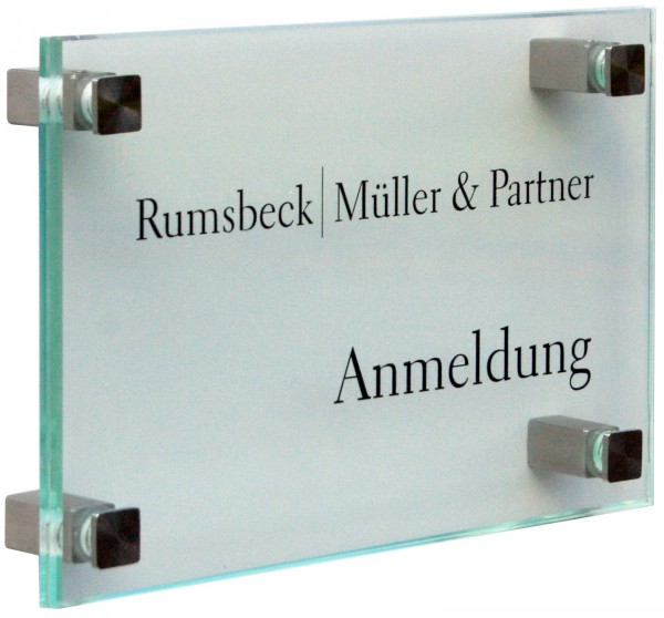 Glas-Türschild INOFIX-Q 200 x 130 mm (hoch oder quer)