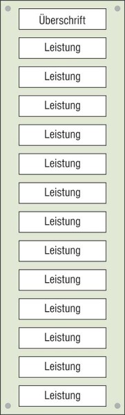 Leistungs-Tafel - 300 x 1000 mm Überschrift + 14 Titel