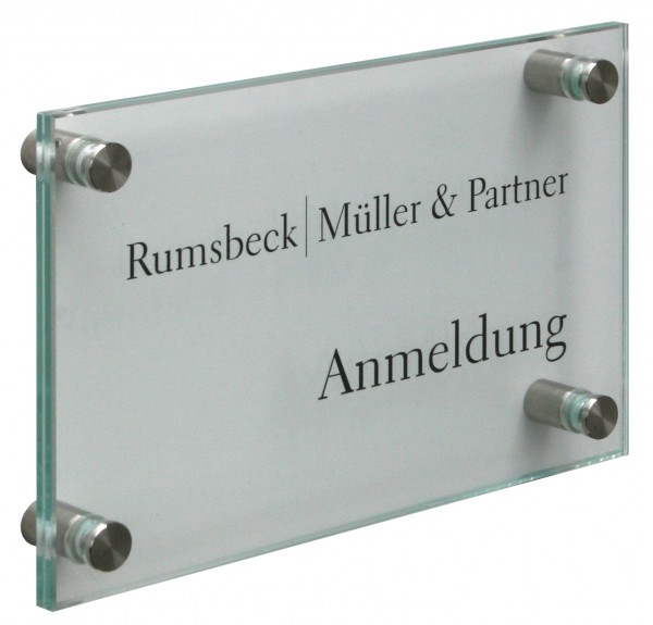 Glas-Türschild KRISTALLUM-R 200 x 130 mm (hoch oder quer)