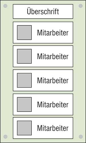 Mitarbeiter-Display - 300 x 500 mm Überschrift + 5 Mitarbeiter