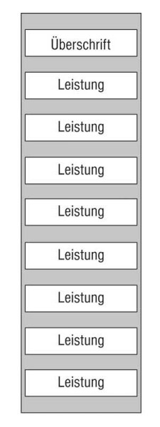 Leistungs-Tafel - 225 x 750 mm Überschrift + 8 Titel