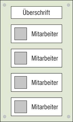 Mitarbeiter-Display - 300 x 500 mm Überschrift + 4 Mitarbeiter