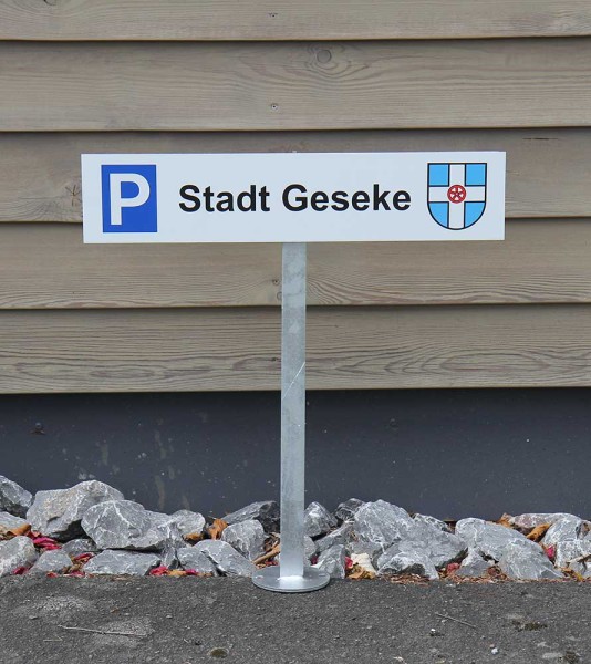 Parkplatzschild 520 x 110 mm (BxH) mit Pfosten zum Aufschrauben