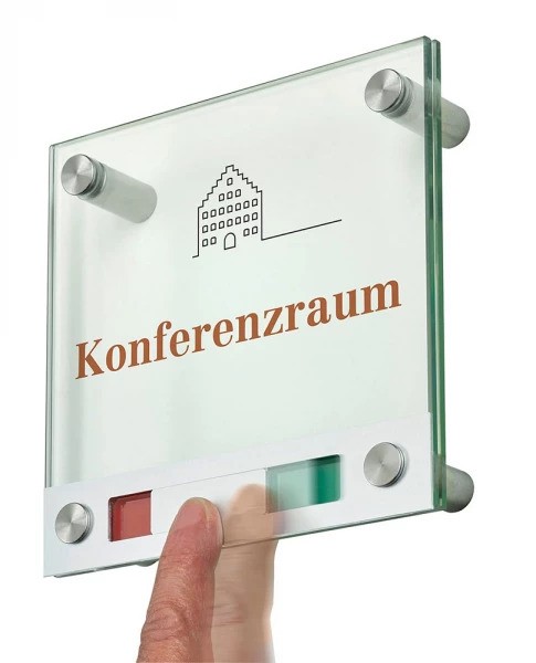 Glas-Türschild KRISTALLUM-R Frei-Besetzt - 150 x 150 mm