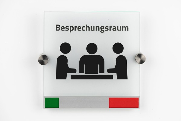 Glas-Türschild INOXO-K Frei-Besetzt-Anzeige-149 x 149 mm