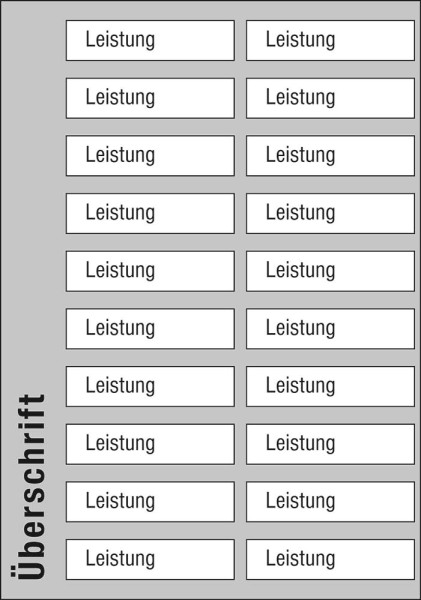 Leistungs-Tafel - 525 x 750 mm mit 20 Titel