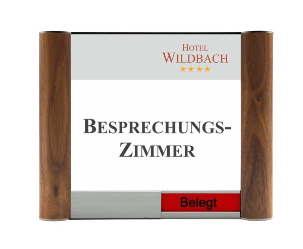 Türschild Westerwald-Nussbaum 190 x 150 mm (BxH) Frei/Besetzt-Anzeige