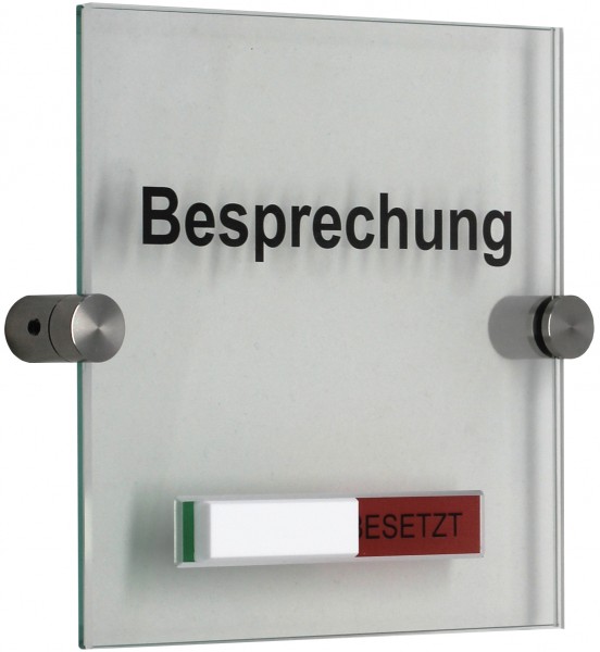 Glas-Türschild INOXO-K Frei-Besetzt-Anzeige-149 x 149 mm