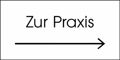 Typ Beta 135 x 68 mm Zur Praxis mit Pfeil rechts