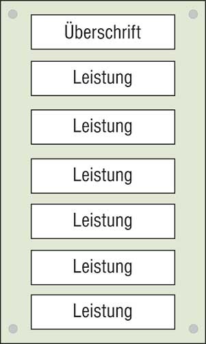 Leistungs-Tafel - 300 x 500 mm Überschrift + 6 Titel