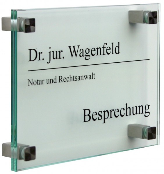 Glas-Türschild INOFIX-Q 210 x 148 mm A5 (hoch oder quer)