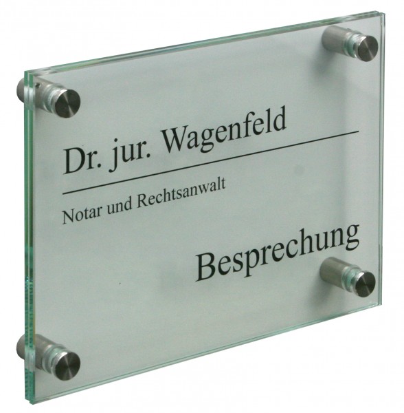 Glas-Türschild KRISTALLUM-R 210 x 148 mm DIN A5 (hoch oder quer)