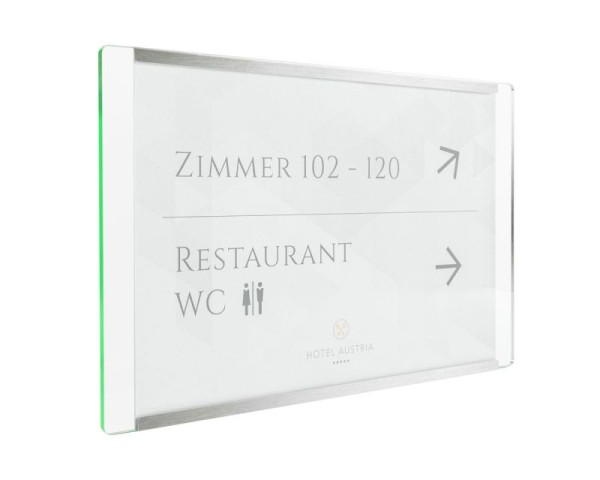 Infoschild NIRO.glaslook 455 x 299 mm, A3 quer