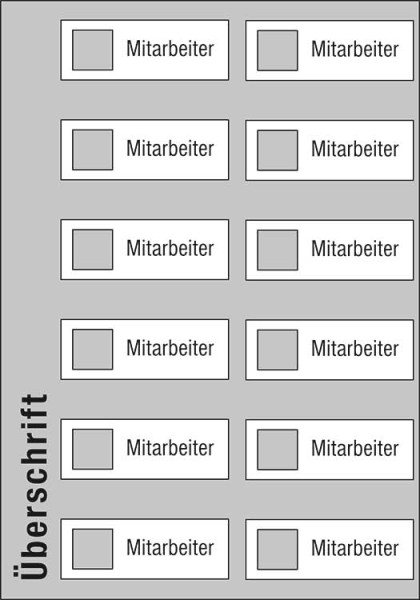 Mitarbeiter-Display - 525 x 750 mm Überschrift + 12 Mitarbeiter