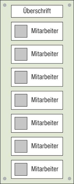 Mitarbeiter-Display - 300 x 750 mm Überschrift + 7 Mitarbeiter