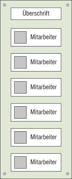 Mitarbeiter-Display - 300 x 750 mm Überschrift + 6 Mitarbeiter