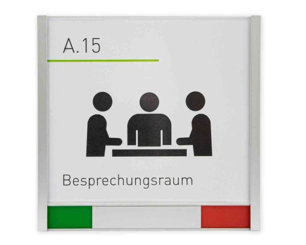 Türschild KRISTALLINO.s-ESG Frei-Besetzt - 155 x 168 mm (BxH)