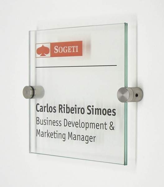 Glas-Türschild INOXO-K 149 x 149 mm