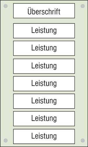 Leistungs-Tafel - 300 x 500 mm Überschrift + 7 Titel