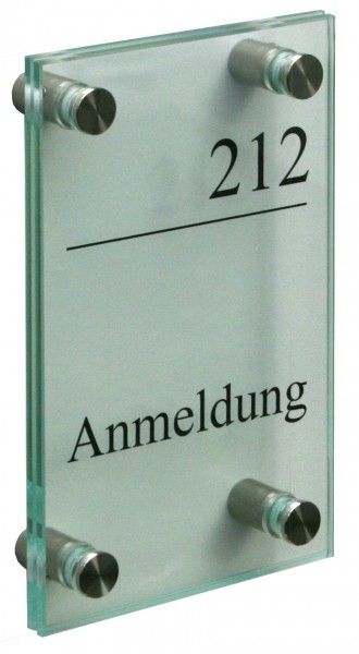 Glas-Türschild KRISTALLUM-R 120 x 180 mm (hoch oder quer)