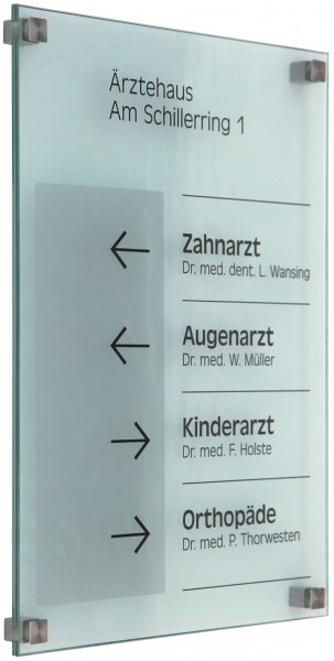 Glas-Türschild INOFIX-Q 210 x 297 mm A4 (hoch oder quer)